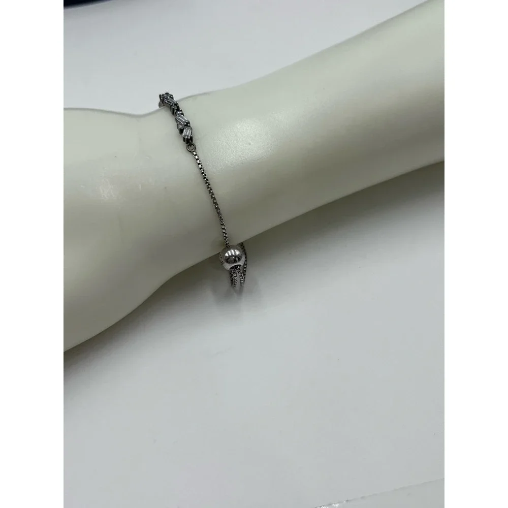 Pandora Glacial Beauty Sliding Bracelet Bolo (Item #597558CZ) Baguette Adj